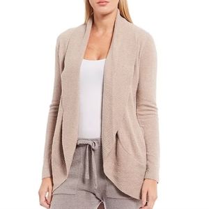 BAREFOOT DREAMS XS Cozychic Lite Circle Cardigan Taupe Tan Knit Sweater Lounge
